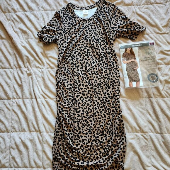 TIME & TRU Leopard Animal Print Maternity Dress NWT Sz S Baby Shower Gifting - Picture 7 of 7